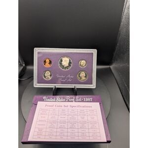 1987 U.S. Mint Proof Set w/ Box & COA - Toning on Quarter and Dime